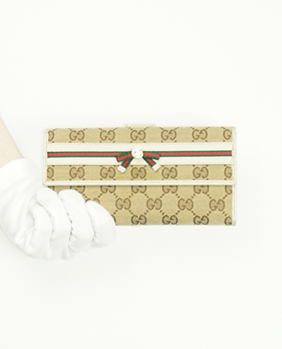 Gucci Continental Bow Wallet, &pound;150, Accessories, Beige, Canvas, Front view